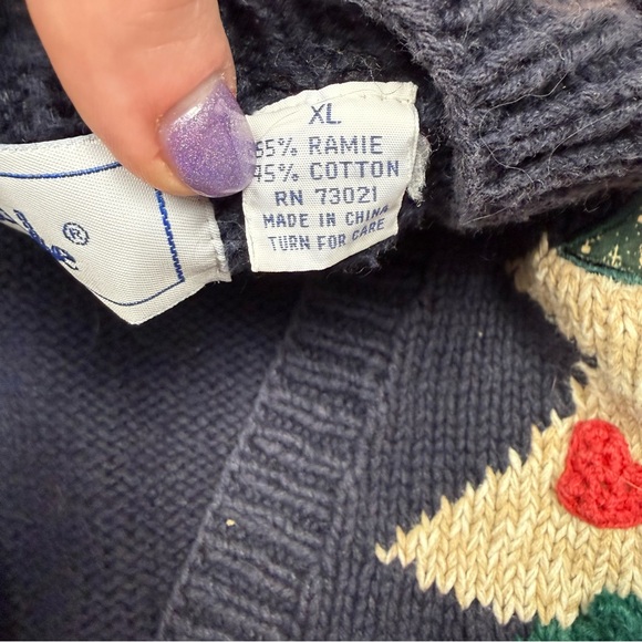 Bobbie Brooks Festive Navy Cardigan with Santa and Tree - Picture 3 of 4